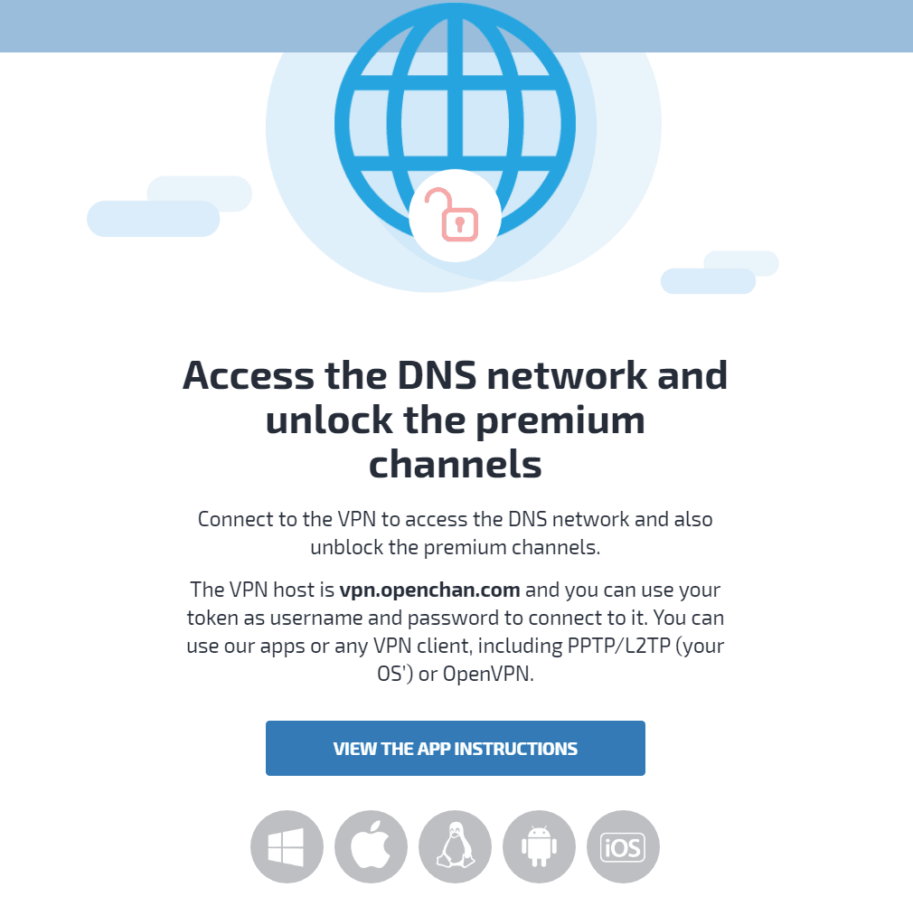 Activate the DNS network and unlock the premium channels